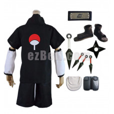 New! Naruto Sasuke Uchiha the 2nd Generation Black Cosplay Costume Set